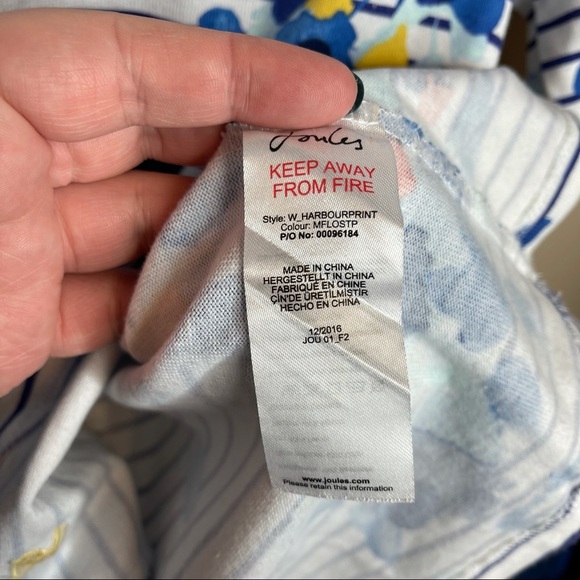 Joules Harbor Print Jersey Top in Multi Flo Stripe Size 2 - Picture 7 of 9